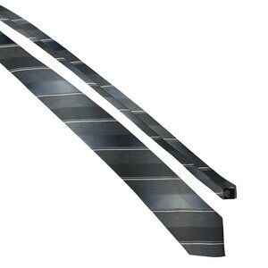 Striped Gray & Silver Envoy Tie Made With 95% Polyester & 5% Silk